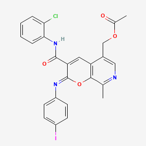 [(2Z)-3-[(2-Chlorophenyl)carbamoyl]-2-[(4-iodophenyl)imino]-8-methyl-2H-pyrano[2,3-C]pyridin-5-YL]methyl acetate