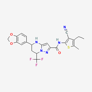 5-(1,3-benzodioxol-5-yl)-N-(3-cyano-4-ethyl-5-methylthiophen-2-yl)-7-(trifluoromethyl)-4,5,6,7-tetrahydropyrazolo[1,5-a]pyrimidine-2-carboxamide