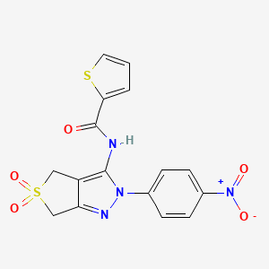 N-(2-(4-nitrophenyl)-5,5-dioxido-4,6-dihydro-2H-thieno[3,4-c]pyrazol-3-yl)thiophene-2-carboxamide