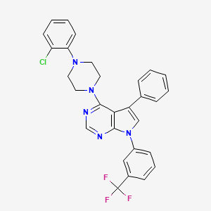 molecular formula C29H23ClF3N5 B11220846 4-[4-(2-chlorophenyl)piperazin-1-yl]-5-phenyl-7-[3-(trifluoromethyl)phenyl]-7H-pyrrolo[2,3-d]pyrimidine 