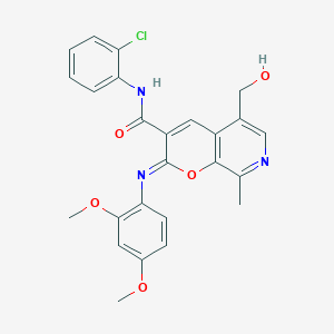 (2Z)-N-(2-chlorophenyl)-2-[(2,4-dimethoxyphenyl)imino]-5-(hydroxymethyl)-8-methyl-2H-pyrano[2,3-c]pyridine-3-carboxamide