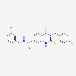 N-[(3-chlorophenyl)methyl]-3-[(4-chlorophenyl)methyl]-4-oxo-2-sulfanylidene-1H-quinazoline-7-carboxamide