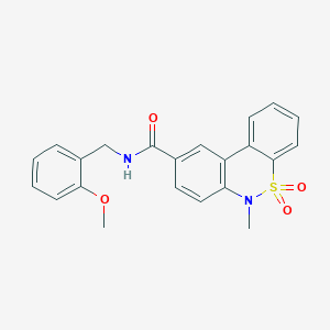 molecular formula C22H20N2O4S B11220926 N-(2-methoxybenzyl)-6-methyl-6H-dibenzo[c,e][1,2]thiazine-9-carboxamide 5,5-dioxide 