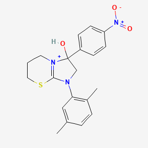 molecular formula C20H22N3O3S+ B11220945 1-(2,5-dimethylphenyl)-3-hydroxy-3-(4-nitrophenyl)-2,3,6,7-tetrahydro-5H-imidazo[2,1-b][1,3]thiazin-1-ium 