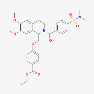 molecular formula C30H34N2O8S B11220952 Ethyl 4-({2-[4-(dimethylsulfamoyl)benzoyl]-6,7-dimethoxy-1,2,3,4-tetrahydroisoquinolin-1-YL}methoxy)benzoate 