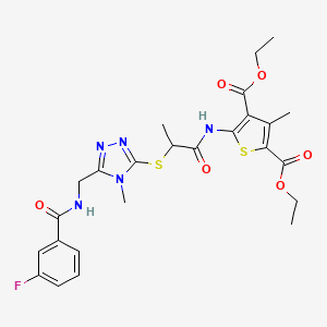 diethyl 5-(2-((5-((3-fluorobenzamido)methyl)-4-methyl-4H-1,2,4-triazol-3-yl)thio)propanamido)-3-methylthiophene-2,4-dicarboxylate