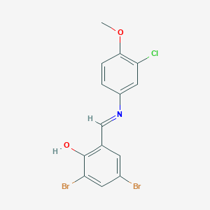 molecular formula C14H10Br2ClNO2 B11220983 2,4-Dibromo-6-[(E)-[(3-chloro-4-methoxyphenyl)imino]methyl]phenol 