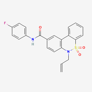 molecular formula C22H17FN2O3S B11221002 6-allyl-N-(4-fluorophenyl)-6H-dibenzo[c,e][1,2]thiazine-9-carboxamide 5,5-dioxide 