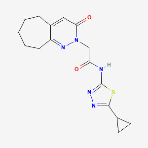 molecular formula C16H19N5O2S B11221009 N-(5-cyclopropyl-1,3,4-thiadiazol-2-yl)-2-(3-oxo-3,5,6,7,8,9-hexahydro-2H-cyclohepta[c]pyridazin-2-yl)acetamide 