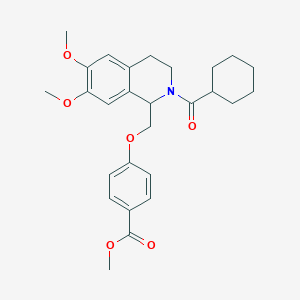 molecular formula C27H33NO6 B11221055 Methyl 4-((2-(cyclohexanecarbonyl)-6,7-dimethoxy-1,2,3,4-tetrahydroisoquinolin-1-yl)methoxy)benzoate 