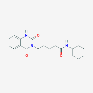 molecular formula C19H25N3O3 B11221069 N-cyclohexyl-5-(2,4-dioxo-1,2-dihydroquinazolin-3(4H)-yl)pentanamide 