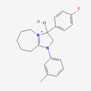 3-(4-fluorophenyl)-3-hydroxy-1-(3-methylphenyl)-2,5,6,7,8,9-hexahydro-3H-imidazo[1,2-a]azepin-1-ium