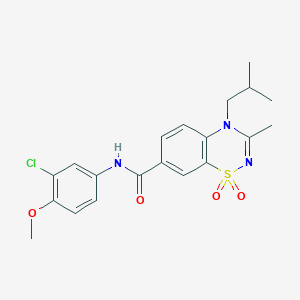 molecular formula C20H22ClN3O4S B11221083 N-(3-chloro-4-methoxyphenyl)-4-isobutyl-3-methyl-4H-1,2,4-benzothiadiazine-7-carboxamide 1,1-dioxide 