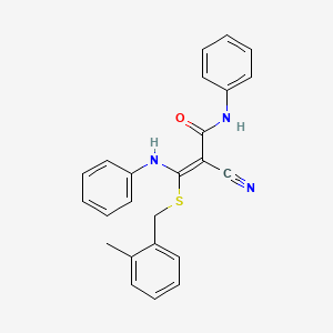 molecular formula C24H21N3OS B11221084 (2E)-2-cyano-3-[(2-methylbenzyl)sulfanyl]-N-phenyl-3-(phenylamino)prop-2-enamide 