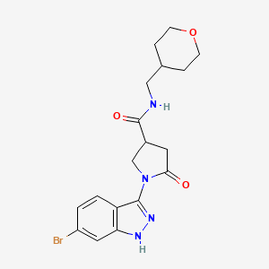 1-(6-bromo-1H-indazol-3-yl)-5-oxo-N-(tetrahydro-2H-pyran-4-ylmethyl)-3-pyrrolidinecarboxamide