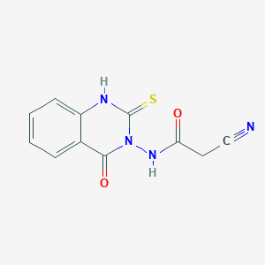 molecular formula C11H8N4O2S B11221122 2-cyano-N-(4-oxo-2-thioxo-1,4-dihydroquinazolin-3(2H)-yl)acetamide 