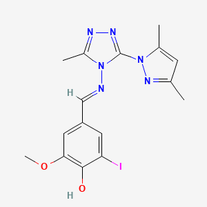 4-[(E)-{[3-(3,5-dimethyl-1H-pyrazol-1-yl)-5-methyl-4H-1,2,4-triazol-4-yl]imino}methyl]-2-iodo-6-methoxyphenol