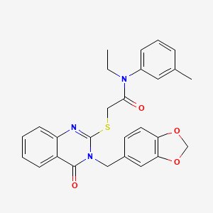 2-{[3-(1,3-benzodioxol-5-ylmethyl)-4-oxo-3,4-dihydroquinazolin-2-yl]sulfanyl}-N-ethyl-N-(3-methylphenyl)acetamide