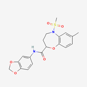 N-(1,3-benzodioxol-5-yl)-7-methyl-5-(methylsulfonyl)-2,3,4,5-tetrahydro-1,5-benzoxazepine-2-carboxamide