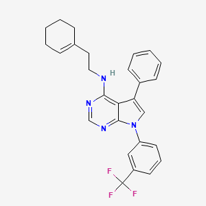 molecular formula C27H25F3N4 B11221214 N-[2-(cyclohex-1-en-1-yl)ethyl]-5-phenyl-7-[3-(trifluoromethyl)phenyl]-7H-pyrrolo[2,3-d]pyrimidin-4-amine 