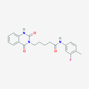 molecular formula C20H20FN3O3 B11221221 5-(2,4-dioxo-1,2-dihydroquinazolin-3(4H)-yl)-N-(3-fluoro-4-methylphenyl)pentanamide 