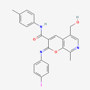 (2Z)-5-(hydroxymethyl)-2-[(4-iodophenyl)imino]-8-methyl-N-(4-methylphenyl)-2H-pyrano[2,3-c]pyridine-3-carboxamide