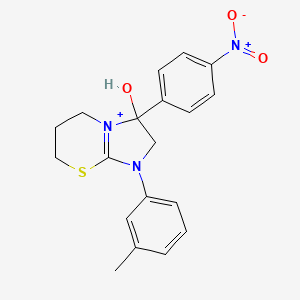 molecular formula C19H20N3O3S+ B11221235 3-hydroxy-1-(3-methylphenyl)-3-(4-nitrophenyl)-2,3,6,7-tetrahydro-5H-imidazo[2,1-b][1,3]thiazin-1-ium 