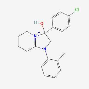 3-(4-Chlorophenyl)-3-hydroxy-1-(2-methylphenyl)-2,3,5,6,7,8-hexahydroimidazo[1,2-a]pyridin-1-ium