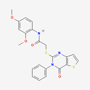 molecular formula C22H19N3O4S2 B11221261 N-(2,4-dimethoxyphenyl)-2-(4-oxo-3-phenylthieno[3,2-d]pyrimidin-2-yl)sulfanylacetamide CAS No. 6197-77-9