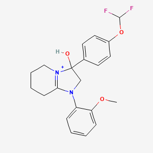 3-[4-(Difluoromethoxy)phenyl]-3-hydroxy-1-(2-methoxyphenyl)-2,3,5,6,7,8-hexahydroimidazo[1,2-a]pyridin-1-ium