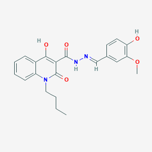 molecular formula C22H23N3O5 B11221395 1-butyl-4-hydroxy-N'-[(E)-(4-hydroxy-3-methoxyphenyl)methylidene]-2-oxo-1,2-dihydro-3-quinolinecarbohydrazide 