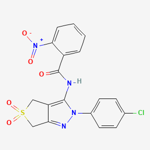 molecular formula C18H13ClN4O5S B11221406 N-(2-(4-chlorophenyl)-5,5-dioxido-4,6-dihydro-2H-thieno[3,4-c]pyrazol-3-yl)-2-nitrobenzamide 