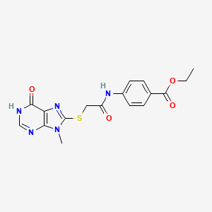 molecular formula C17H17N5O4S B11221452 ethyl 4-({[(9-methyl-6-oxo-6,9-dihydro-1H-purin-8-yl)sulfanyl]acetyl}amino)benzoate 