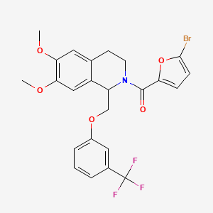 molecular formula C24H21BrF3NO5 B11221458 (5-bromofuran-2-yl)(6,7-dimethoxy-1-((3-(trifluoromethyl)phenoxy)methyl)-3,4-dihydroisoquinolin-2(1H)-yl)methanone 