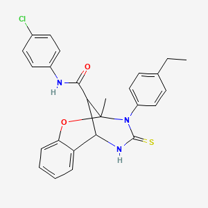 molecular formula C26H24ClN3O2S B11221466 N-(4-chlorophenyl)-3-(4-ethylphenyl)-2-methyl-4-thioxo-3,4,5,6-tetrahydro-2H-2,6-methano-1,3,5-benzoxadiazocine-11-carboxamide 