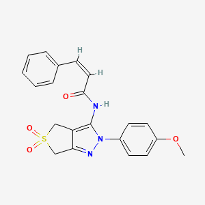 molecular formula C21H19N3O4S B11221475 (Z)-N-(2-(4-methoxyphenyl)-5,5-dioxido-4,6-dihydro-2H-thieno[3,4-c]pyrazol-3-yl)-3-phenylacrylamide 