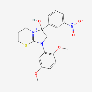 molecular formula C20H22N3O5S+ B11221573 1-(2,5-dimethoxyphenyl)-3-hydroxy-3-(3-nitrophenyl)-2,3,6,7-tetrahydro-5H-imidazo[2,1-b][1,3]thiazin-1-ium 