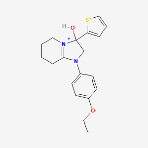 1-(4-Ethoxyphenyl)-3-hydroxy-3-(thiophen-2-yl)-2,3,5,6,7,8-hexahydroimidazo[1,2-a]pyridin-1-ium