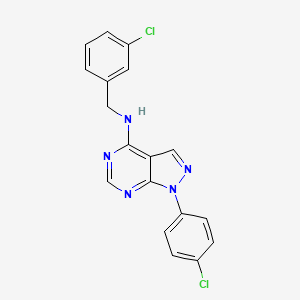 molecular formula C18H13Cl2N5 B11221581 N-(3-chlorobenzyl)-1-(4-chlorophenyl)-1H-pyrazolo[3,4-d]pyrimidin-4-amine 