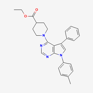 molecular formula C27H28N4O2 B11221584 ethyl 1-[7-(4-methylphenyl)-5-phenyl-7H-pyrrolo[2,3-d]pyrimidin-4-yl]piperidine-4-carboxylate 