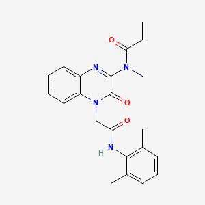 molecular formula C22H24N4O3 B11221592 N-(4-{2-[(2,6-dimethylphenyl)amino]-2-oxoethyl}-3-oxo-3,4-dihydroquinoxalin-2-yl)-N-methylpropanamide 