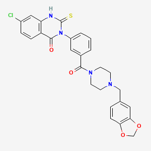 3-[3-[4-(1,3-benzodioxol-5-ylmethyl)piperazine-1-carbonyl]phenyl]-7-chloro-2-sulfanylidene-1H-quinazolin-4-one