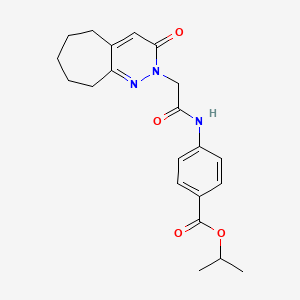 molecular formula C21H25N3O4 B11221612 isopropyl 4-{[2-(3-oxo-3,5,6,7,8,9-hexahydro-2H-cyclohepta[c]pyridazin-2-yl)acetyl]amino}benzoate 