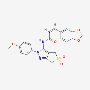 (2Z)-3-(1,3-benzodioxol-5-yl)-N-[2-(4-methoxyphenyl)-5,5-dioxido-2,6-dihydro-4H-thieno[3,4-c]pyrazol-3-yl]acrylamide