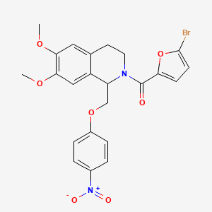 molecular formula C23H21BrN2O7 B11221668 (5-bromofuran-2-yl)(6,7-dimethoxy-1-((4-nitrophenoxy)methyl)-3,4-dihydroisoquinolin-2(1H)-yl)methanone 