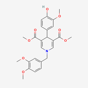 molecular formula C25H27NO8 B11221679 Dimethyl 1-(3,4-dimethoxybenzyl)-4-(4-hydroxy-3-methoxyphenyl)-1,4-dihydropyridine-3,5-dicarboxylate 