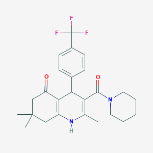 molecular formula C25H29F3N2O2 B11221687 2,7,7-trimethyl-3-(piperidin-1-ylcarbonyl)-4-[4-(trifluoromethyl)phenyl]-4,6,7,8-tetrahydroquinolin-5(1H)-one 