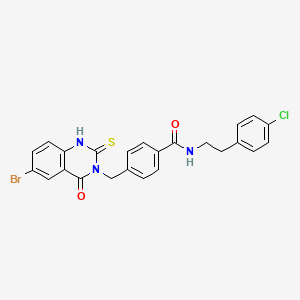 4-[(6-bromo-4-oxo-2-sulfanylidene-1H-quinazolin-3-yl)methyl]-N-[2-(4-chlorophenyl)ethyl]benzamide