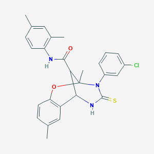 3-(3-chlorophenyl)-N-(2,4-dimethylphenyl)-2,8-dimethyl-4-thioxo-3,4,5,6-tetrahydro-2H-2,6-methano-1,3,5-benzoxadiazocine-11-carboxamide