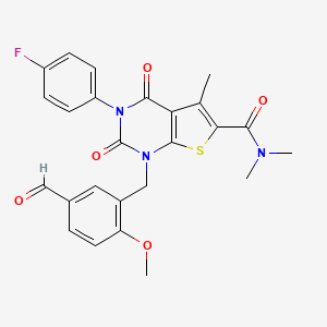 3-(4-fluorophenyl)-1-[(5-formyl-2-methoxyphenyl)methyl]-N,N,5-trimethyl-2,4-dioxothieno[2,3-d]pyrimidine-6-carboxamide